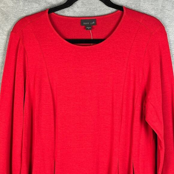 J Jill Top Womens Medium Red Tunic Long Sleeve Stretch Minimalist Comfort Career - Picture 2 of 12
